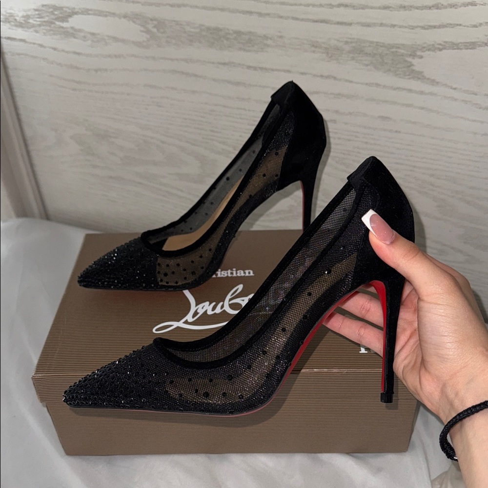 Christian Louboutin Black Mesh Stilettos - Picture 4 of 6